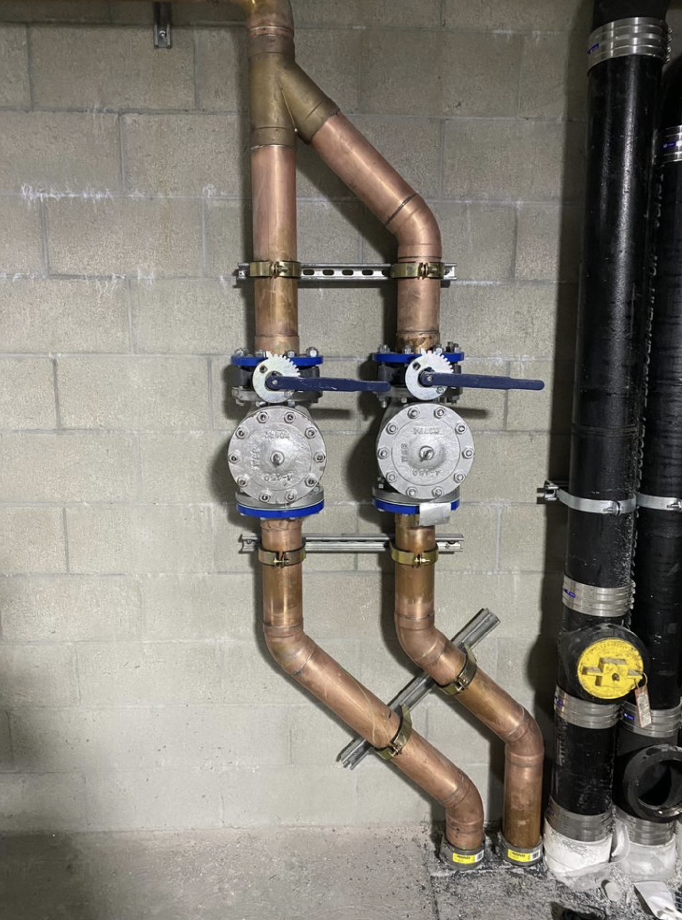 Commercial copper gas piping installation.